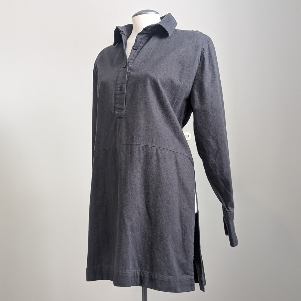 Gray Shirt Dress Cotton Long Sleeve Cozy Large Winter Tunic Warm Autumn Workwear